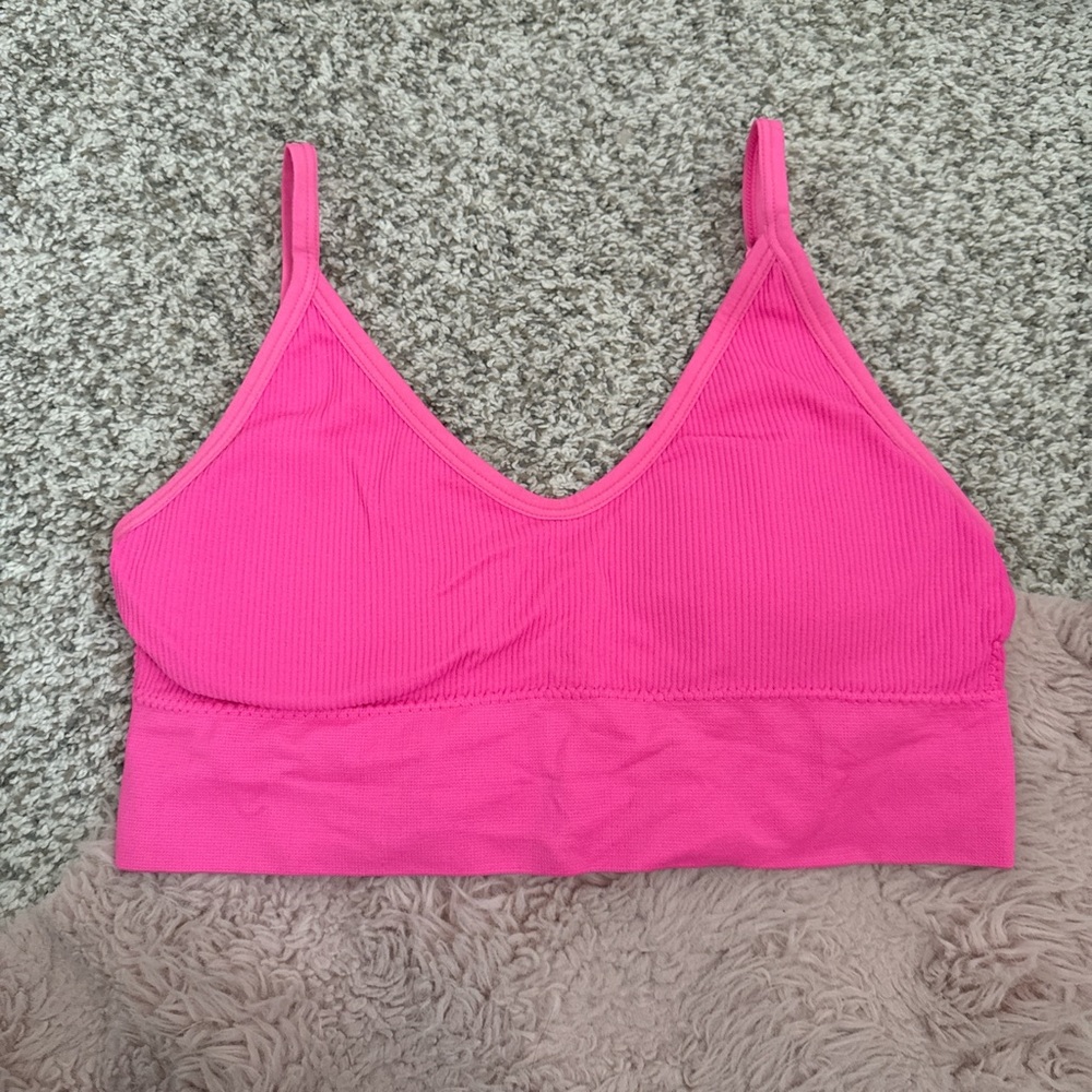 Pink Backless Sports Bra
